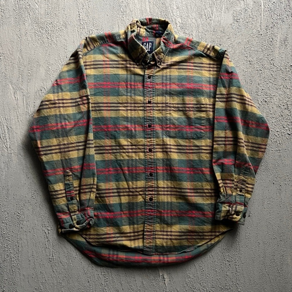 Vintage Gap Flannel Shirt Large 1990s Plaid Button Down Cotton